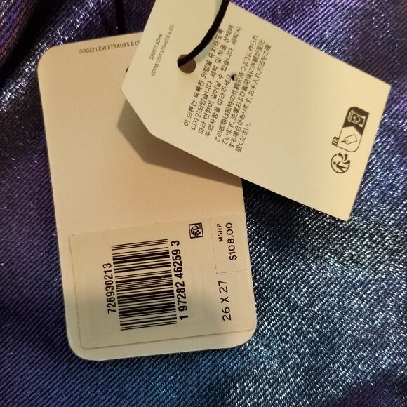 Levi's Size 26 Premium Ribcage Straight Ankle Candy Purple Iridescent Jeans NWT - Picture 8 of 12